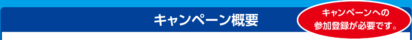 キャンペーン概要 キャンペーンへの参加登録が必要です。