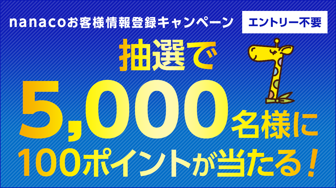nanacoお客様情報登録キャンペーン エントリー不要 抽選で5,000名様に100ポイントが当たる!
