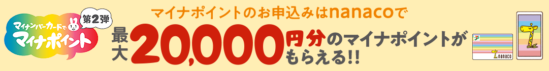 }Ci|Cĝ\݂nanaco }Cio[J[hŃ}Ci|Cg 2e ő20,000~̃}Ci|Cg炦!!