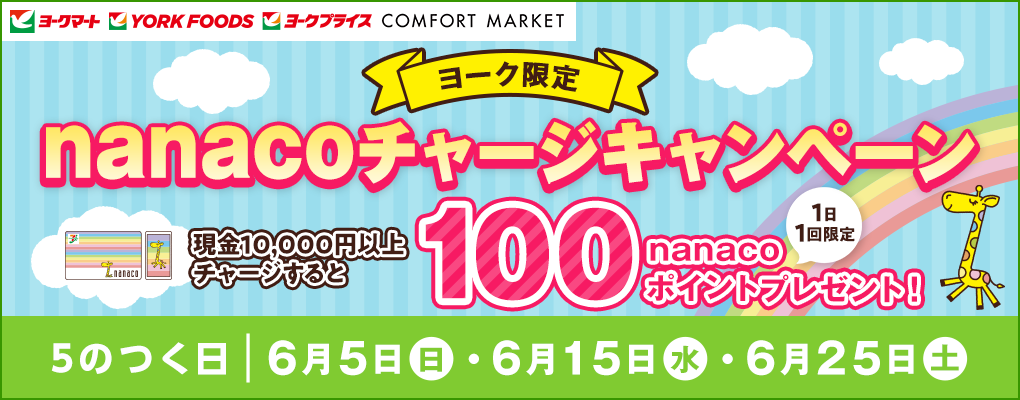 5のつく日限定 Nanacoチャージキャンペーン 電子マネー Nanaco 公式サイト