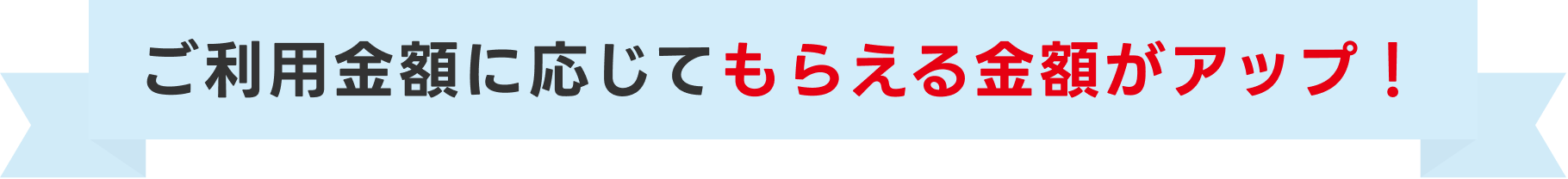 ご利用金額に応じてもらえる金額がアップ!
